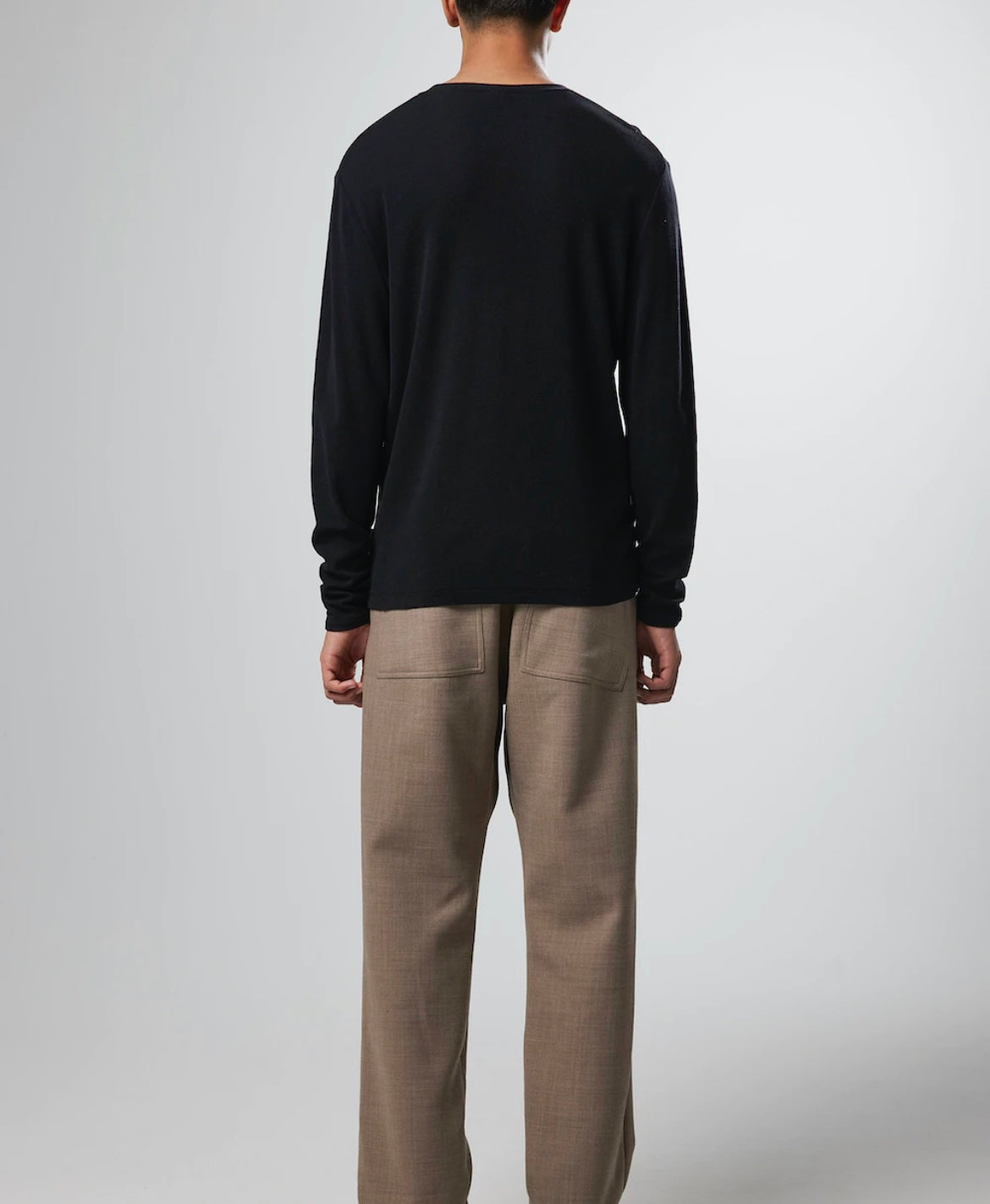 No Nationality Clive Cotton Blend Long Sleeve Tee in Black