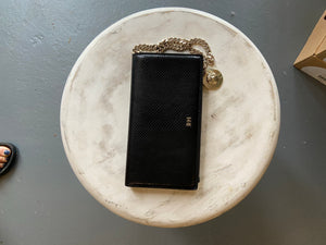 Dylan Kain Leather Clutch/Wallet with Gold Chain - Black